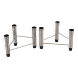 Pair of brushed steel tripod candlesticks, 1970s