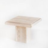 Vintage coffee or side table. Travertine marble. Italy, 1980s