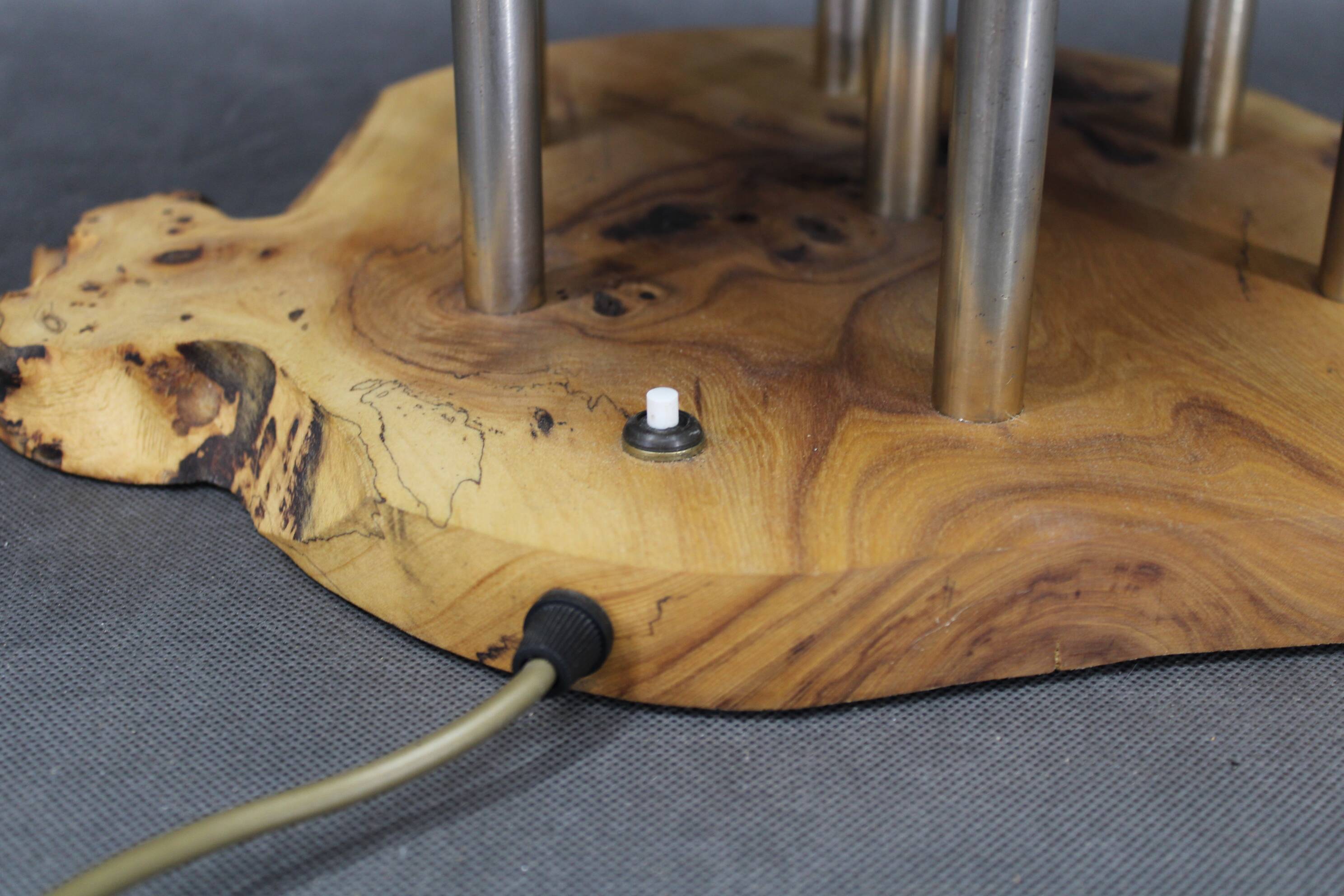 Contemporary Unique Wooden Table Lamp with Glass Shade