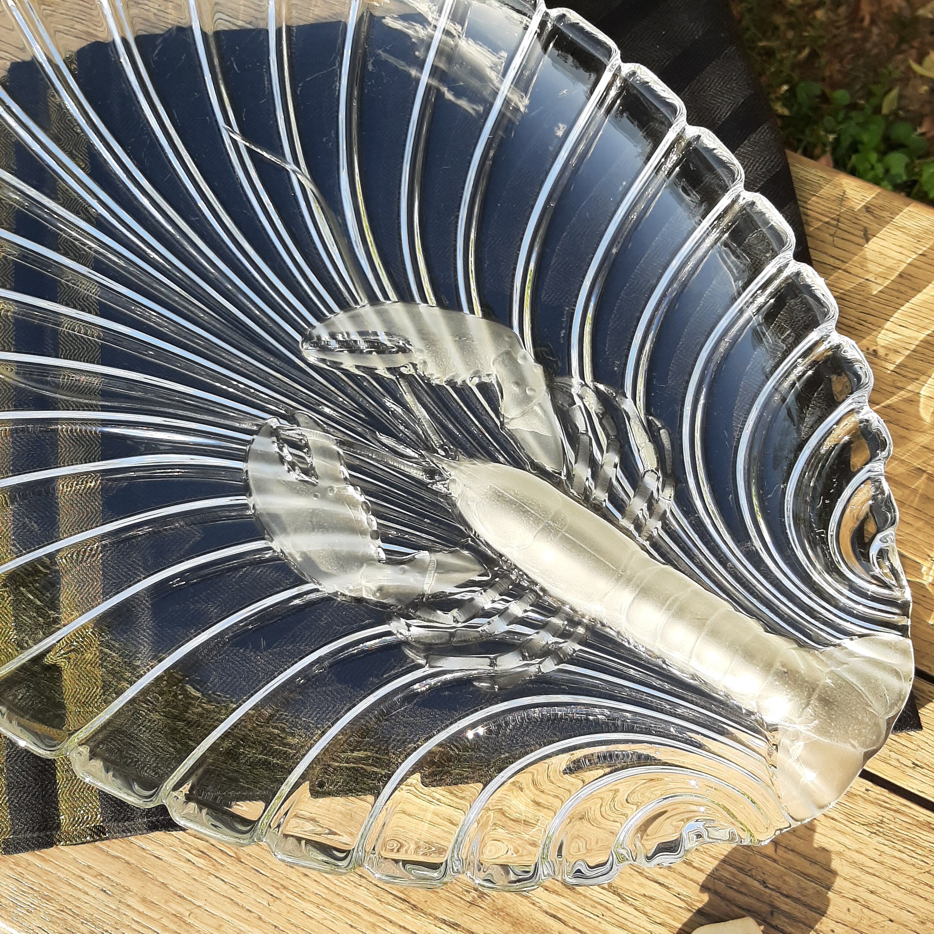 Vintage crystal dish with lobster decor