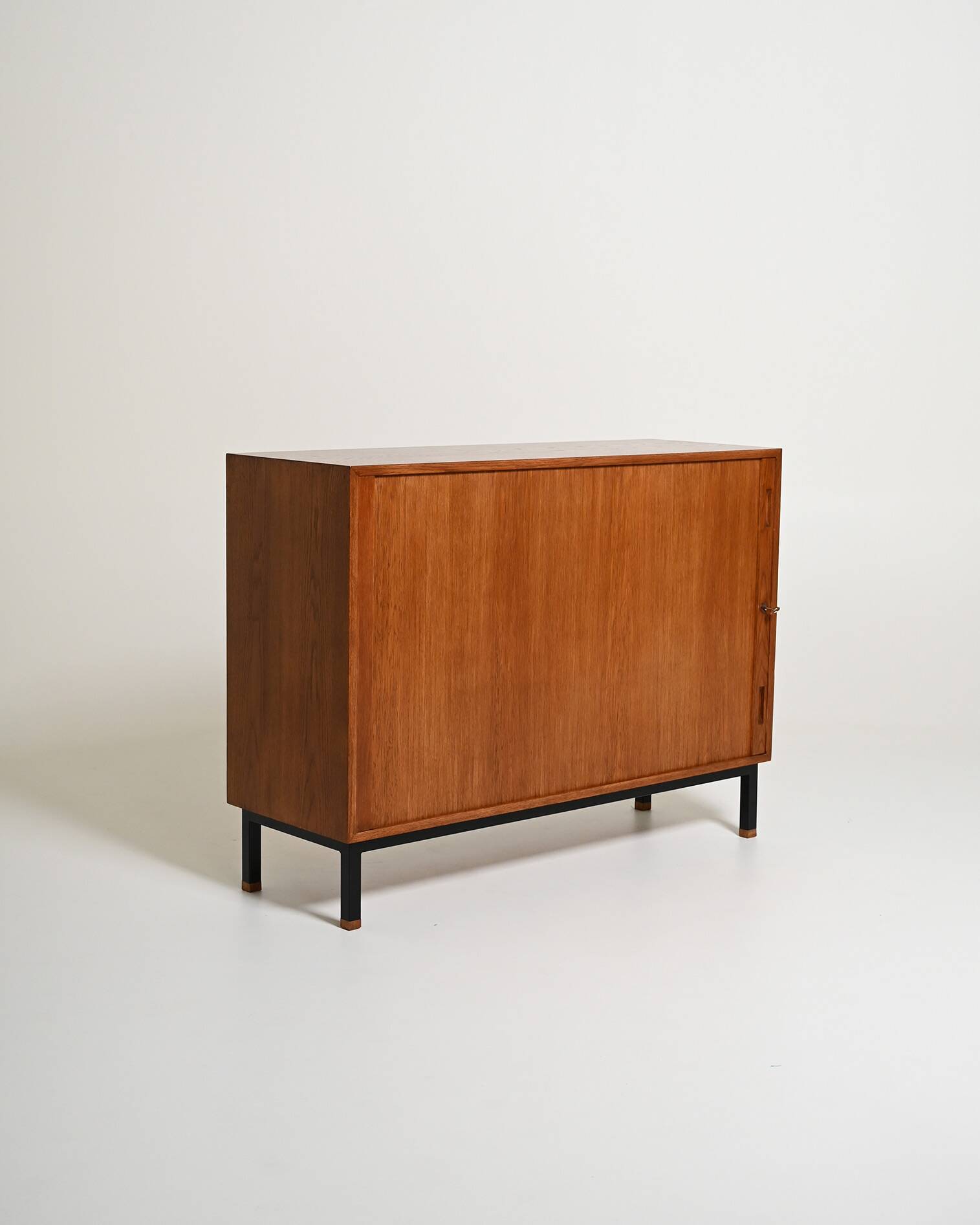 Scandinavian oak cabinet with tambour door, 1960s