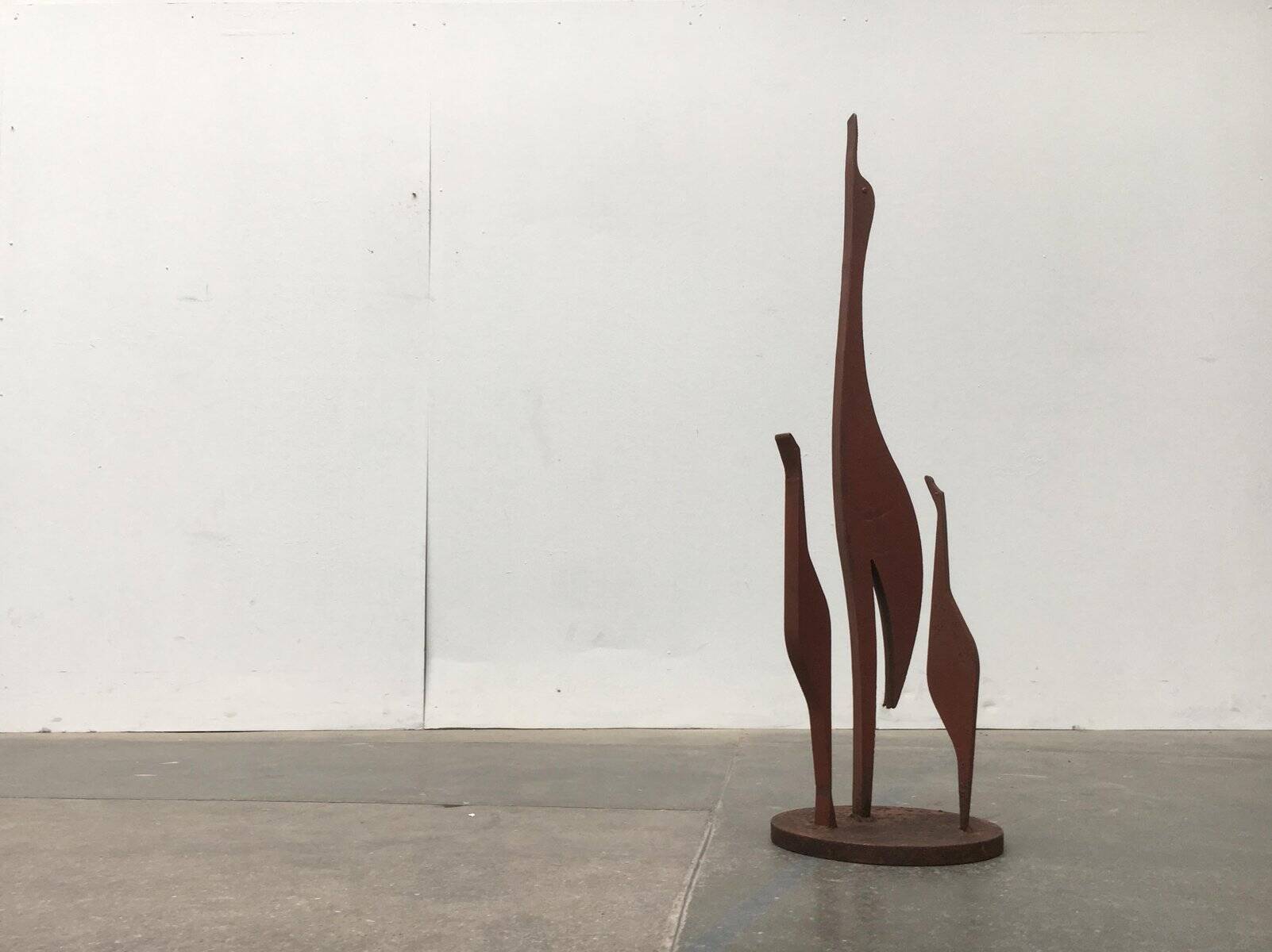 Mid-century metal crane bird sculpture