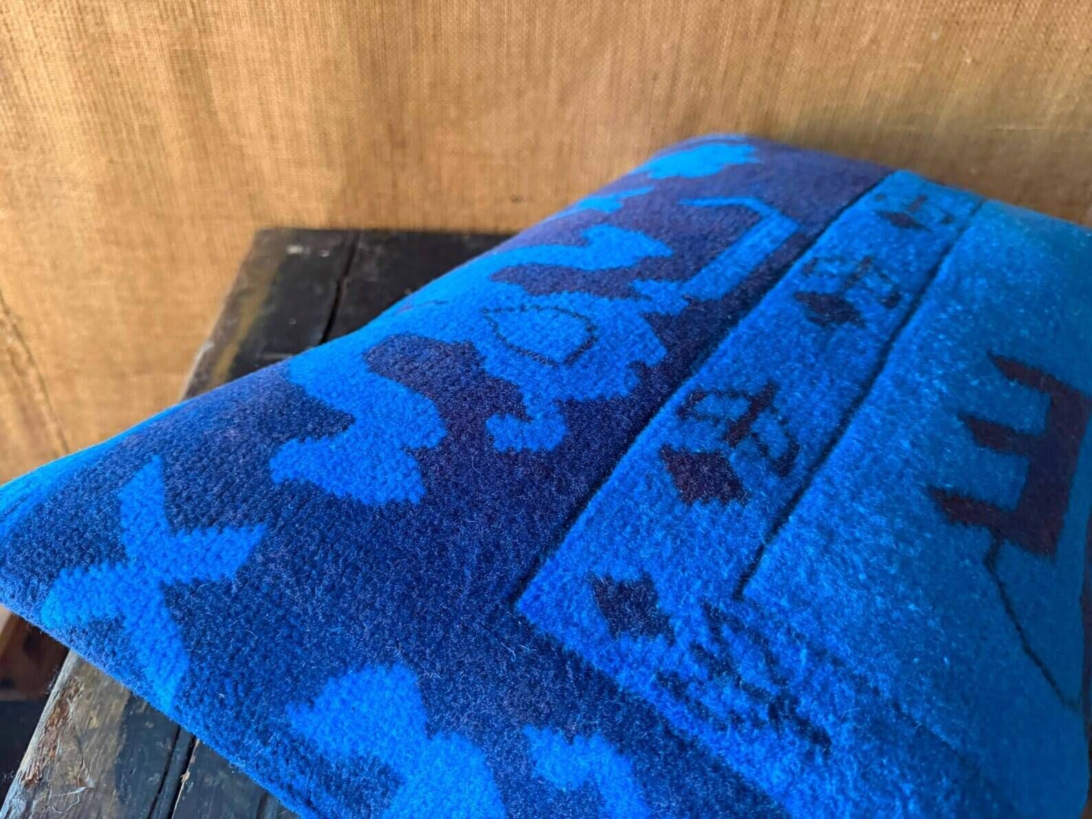 Vintage Turkish Wool Dragon Pillow, Kilim Lumbar Cushion Cover