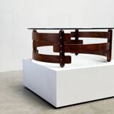 Table basse ronde en palissandre, années 1970