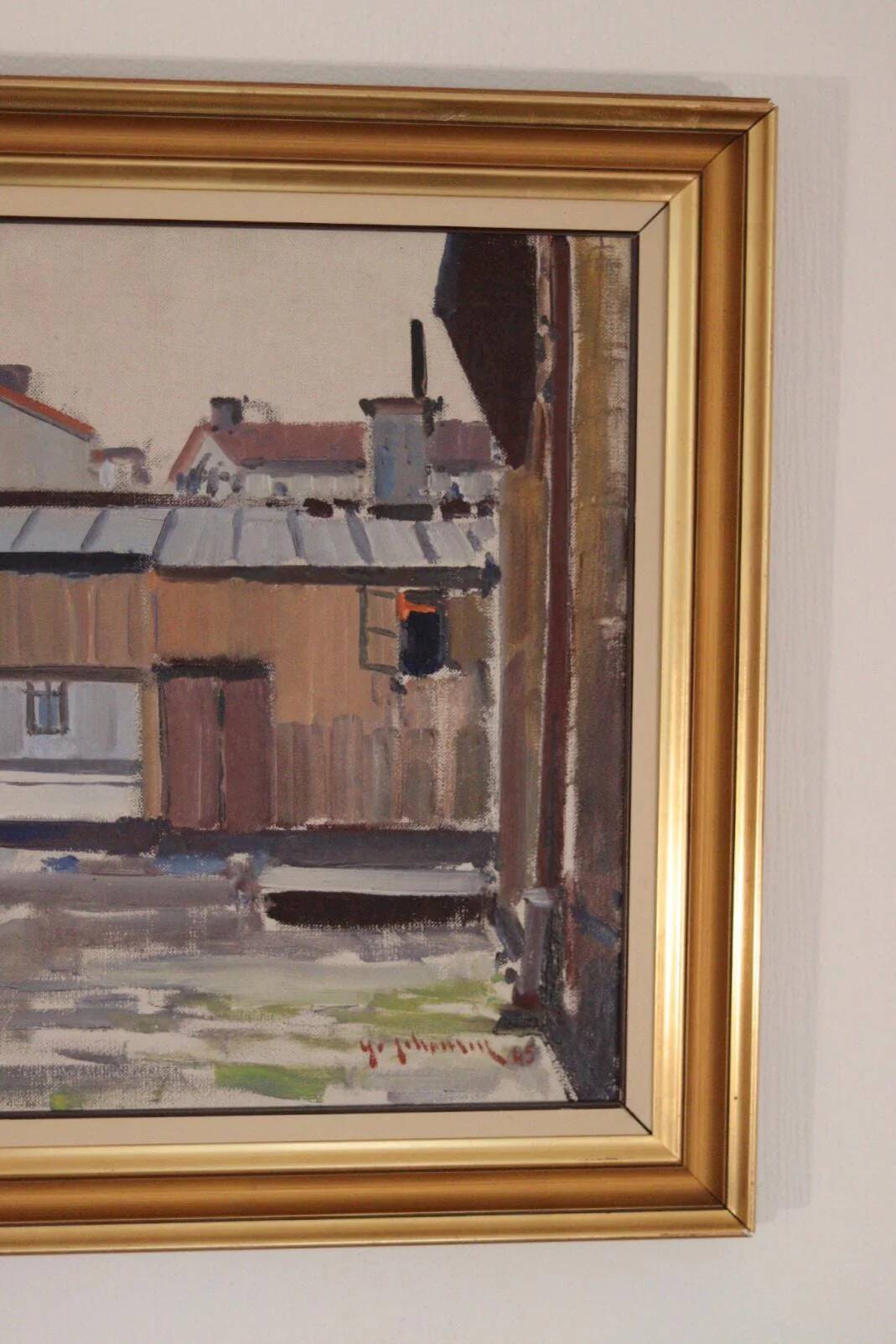 Original Oil on Canvas – “Side Street” by Yo Johansson – Signed, Framed