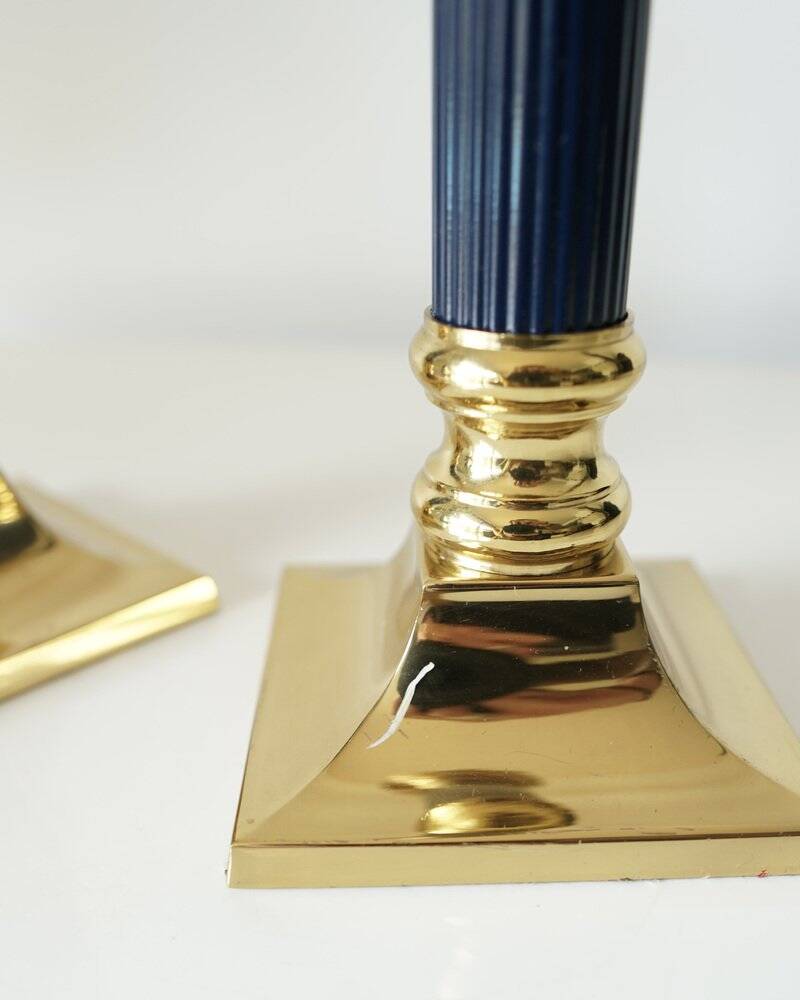 Vintage gilt brass candlesticks, 1970s, set of 2