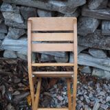 Rustic wooden folding children's chair