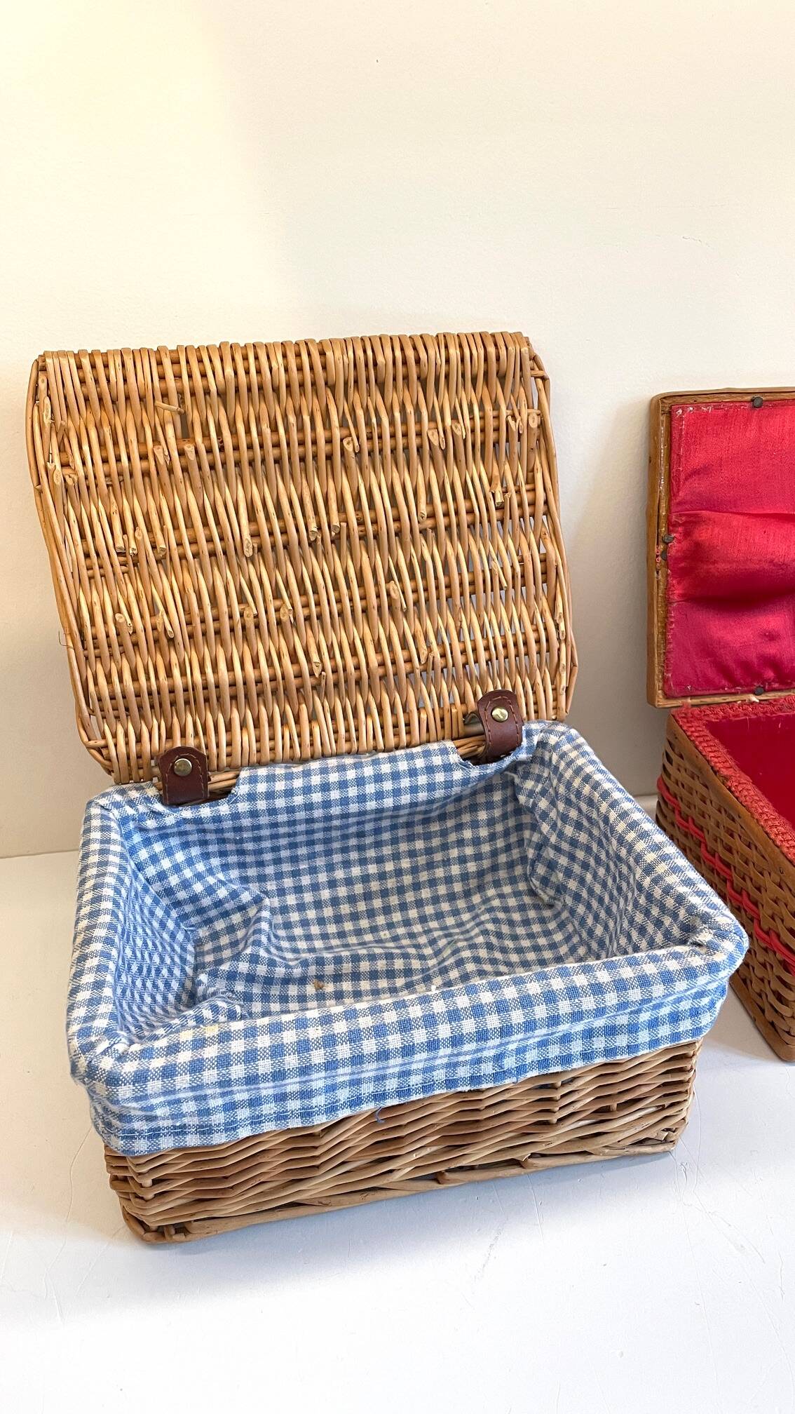 2 chanel boxes in vintage rattan