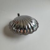Butter dish / silver metal shell pocket