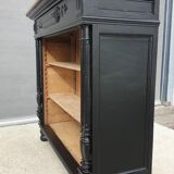 Neoclassical black wood bookcase with columns