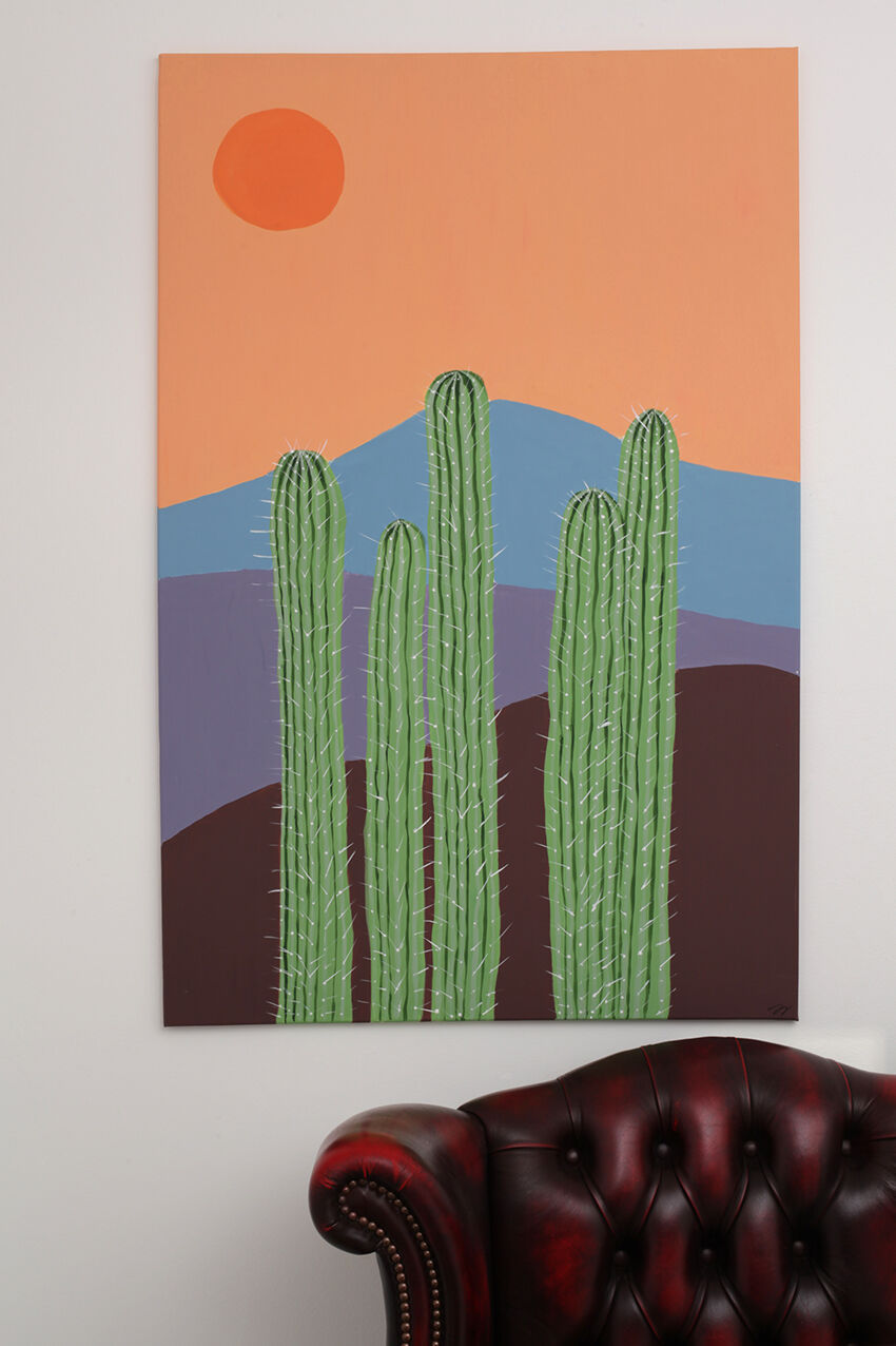 Contemporary painting on cactus canvas