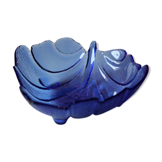 Glass bowl blue leaf