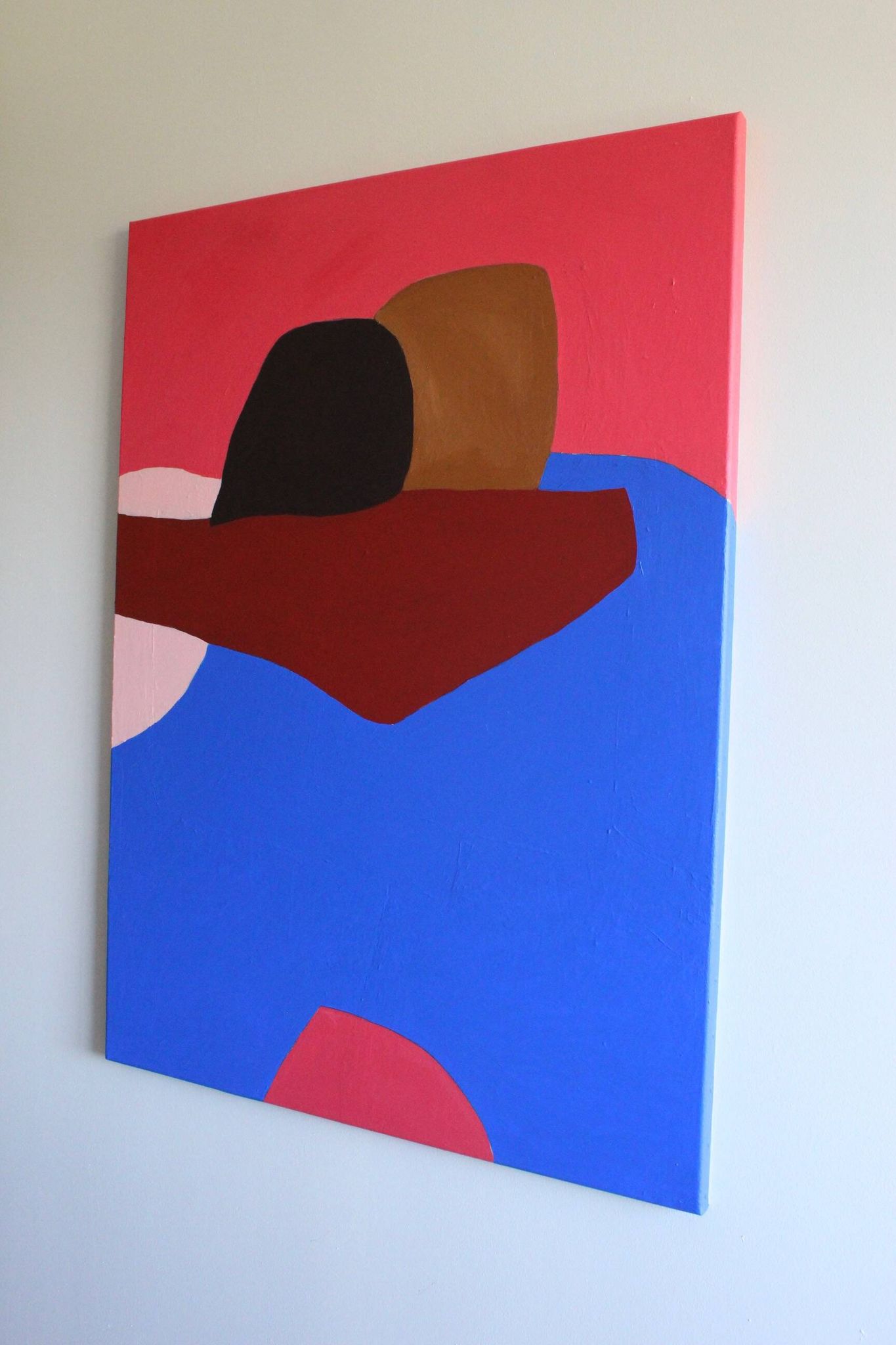 Minimalist canvas couple embraced "a hug" signed Bodasca