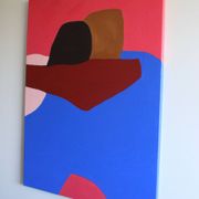 Minimalist canvas couple embraced "a hug" signed Bodasca