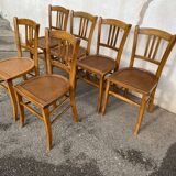 Set of 6 varnished bistro chairs