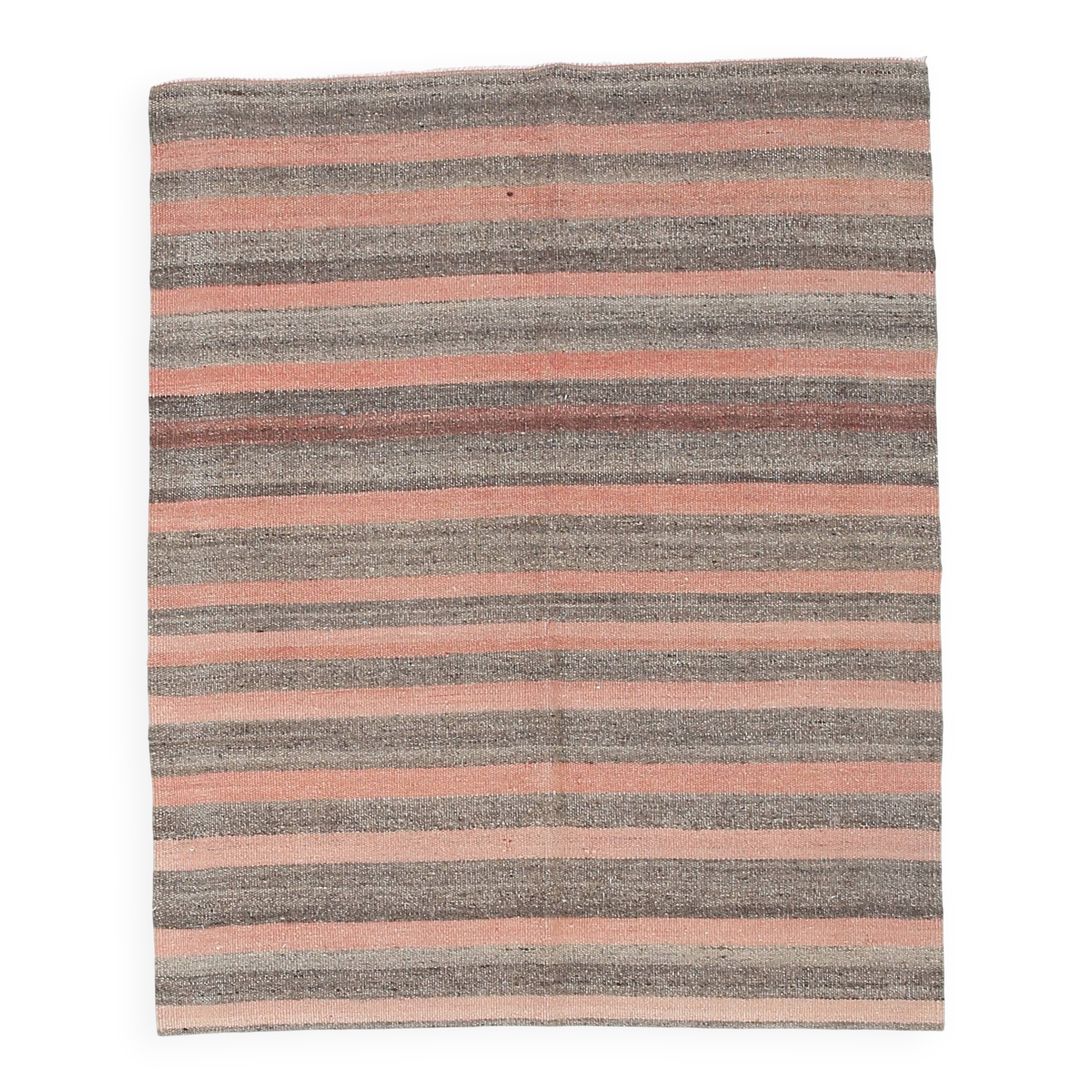 Tapis kilim turc saumon et marron 4x5, 134x164 cm