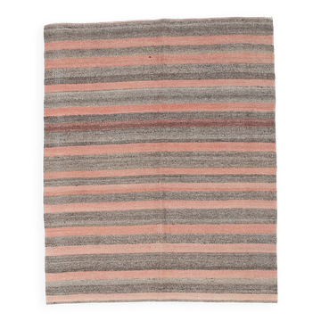 Tapis kilim turc saumon et marron 4x5, 134x164 cm