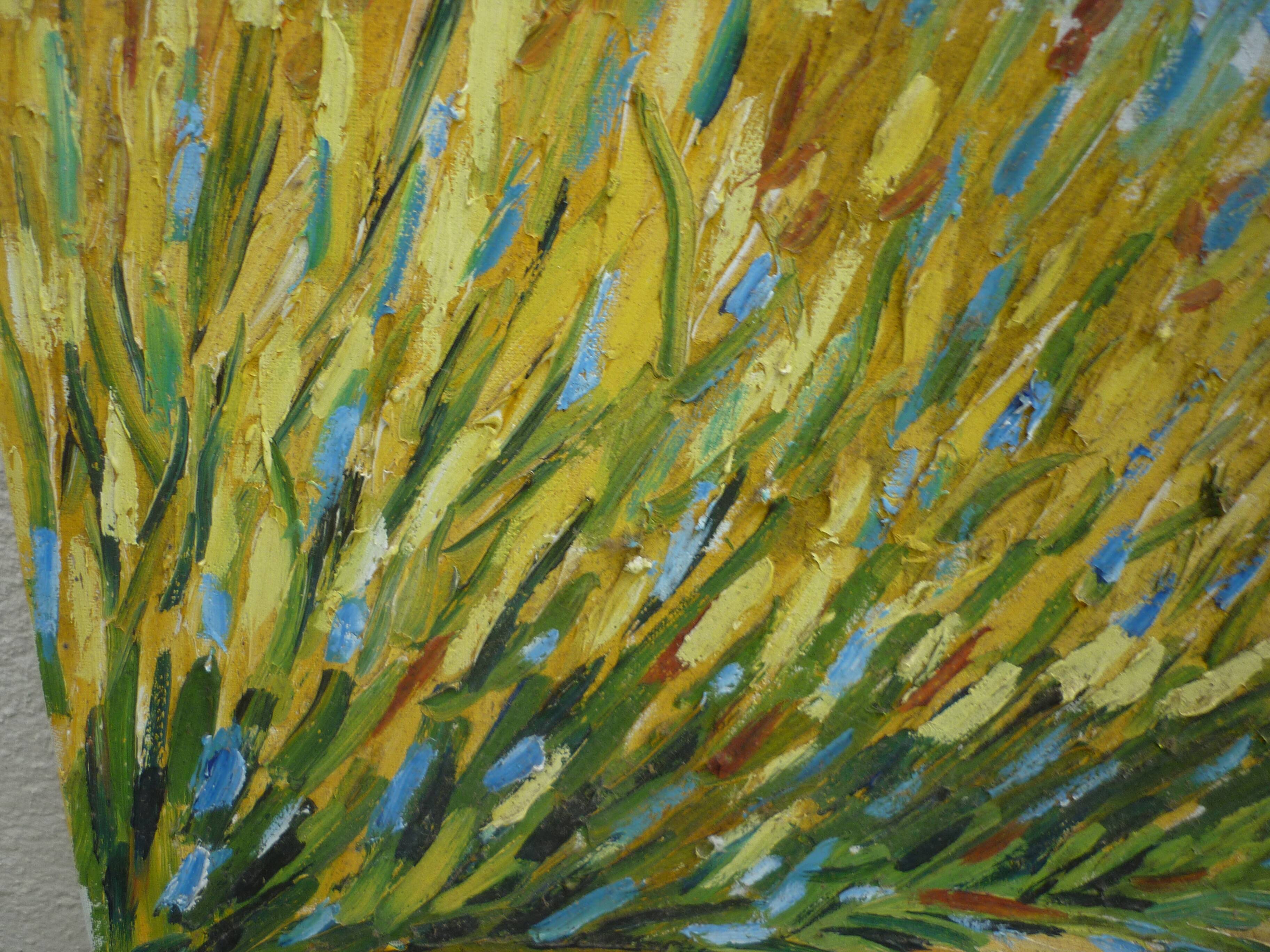 Tableau abstrait peinture couteau signé Lalanne