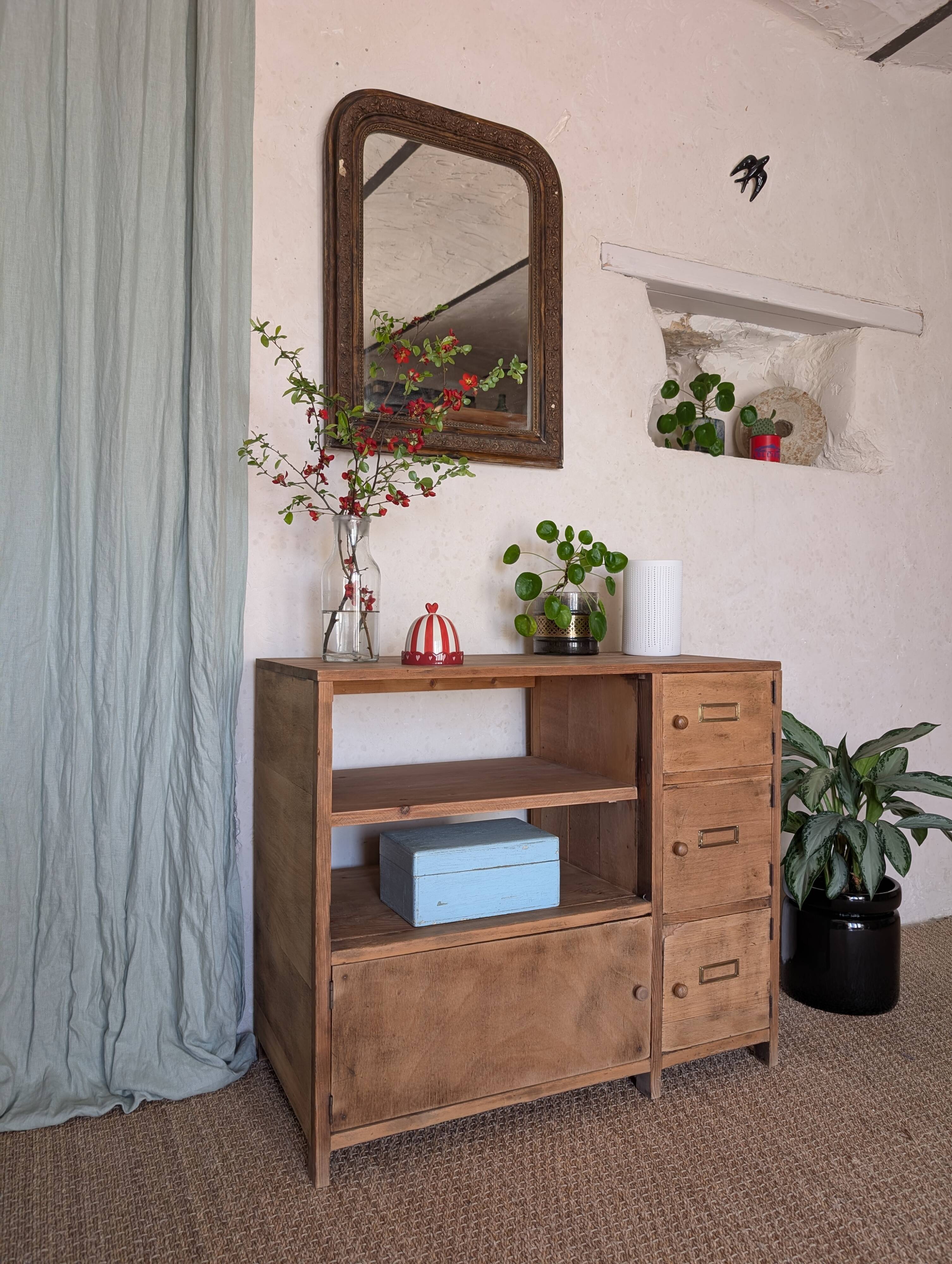Old small workshop furniture made of wood.