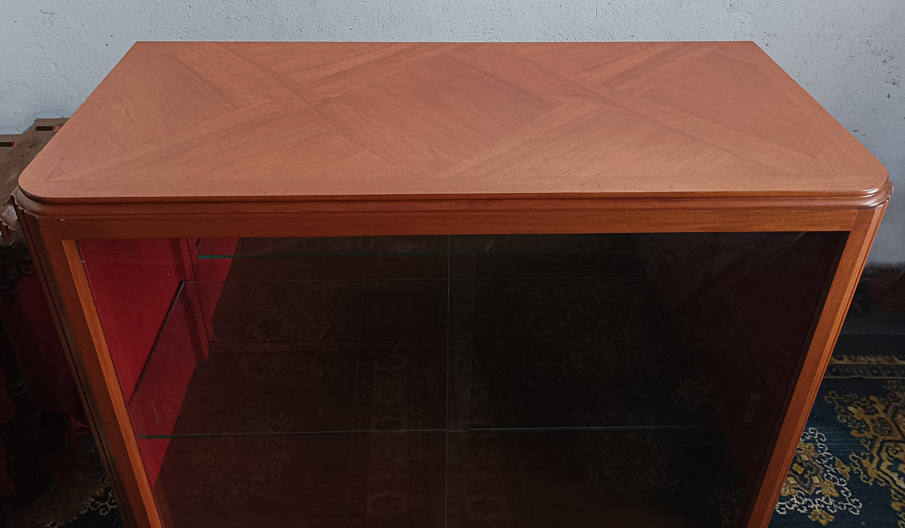 Art deco walnut display cabinet