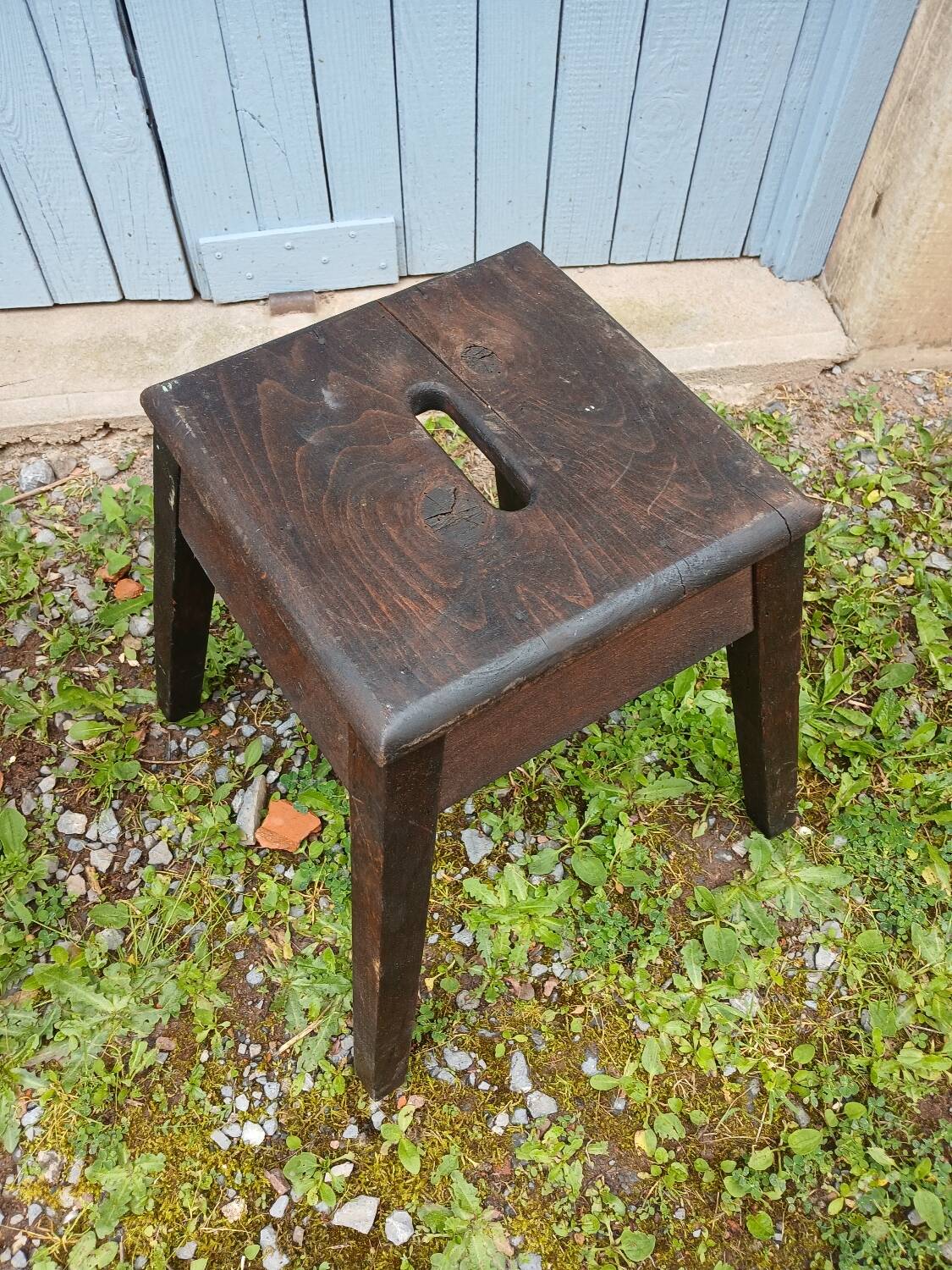 2 antique wooden workshop stools