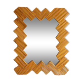 Rattan Wall Mirror Herringbone Pattern