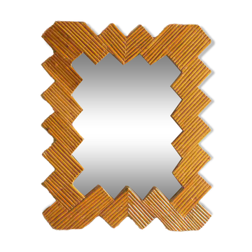 Miroir mural en rotin à motif à chevrons