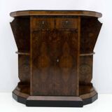 Buffet Art déco italien en noyer et bruyère avec miroir, début du XXe siècle