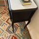 Pair of marble and wood bedside curved feet