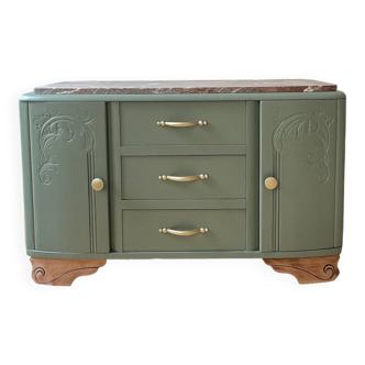 Khaki green and marble sideboard