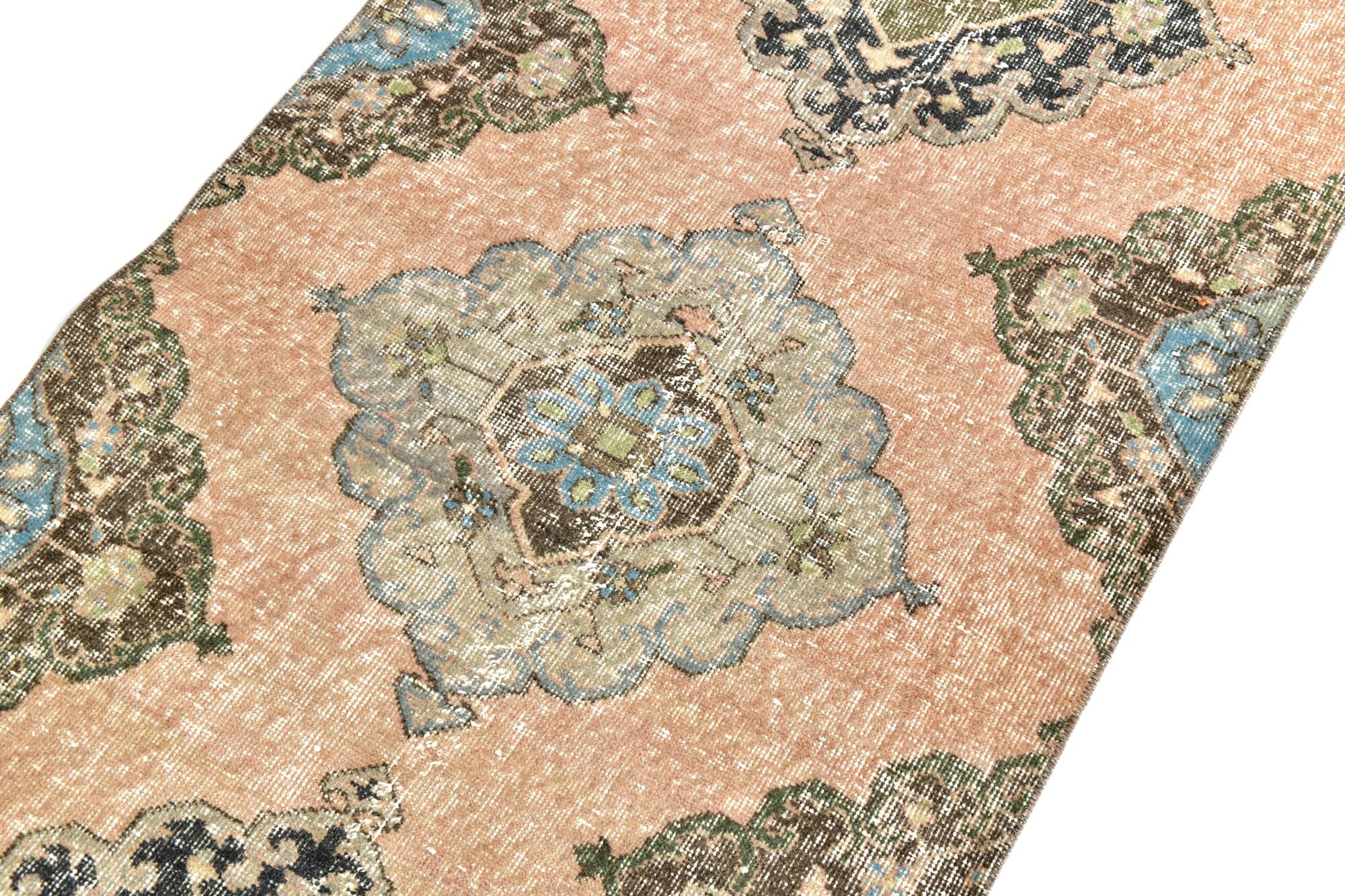 3x12 Salmon & Green Oriental Persian Runner Rug 89x365Cm