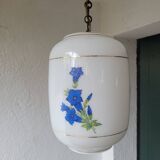 Opaline pendant light with blue decor – 1950/60