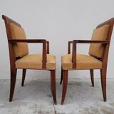 Pair of armchairs bridge era art deco walnut