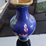 Vase vintage chinois en laiton cloisonné