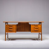 Model 75 Teak Desk by Gunni Omann for Omann Jun Furniture Factory, 1960s