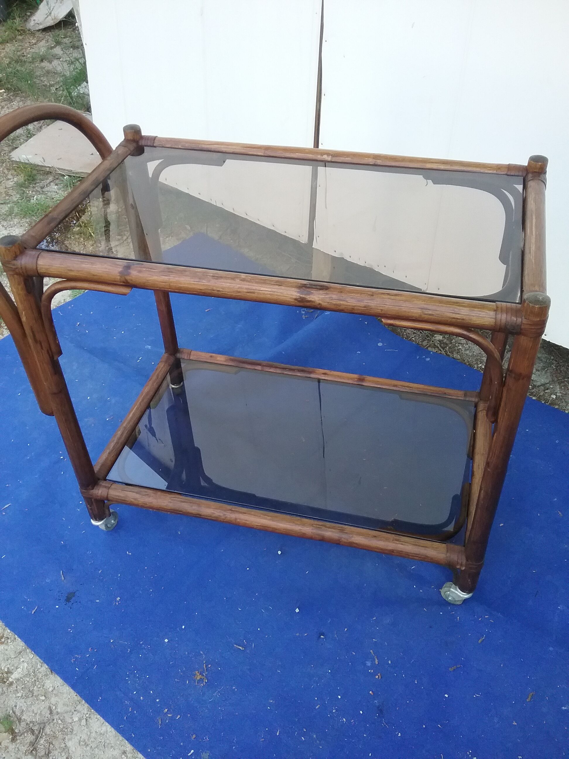 Vintage bamboo rolling trolley