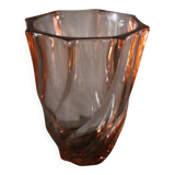 Rosaline vase, pink octagonal vintage glass