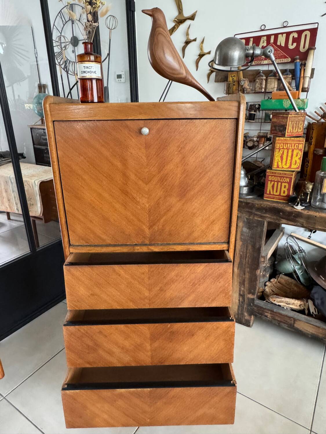 Vintage wooden secretary desk from the 50s