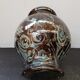 Old Vintage Glossy Varnished Brown & Blue Ceramic Vase