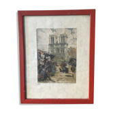 Ancient lithograph Notre-Dame de Paris signed Richard de la Broye