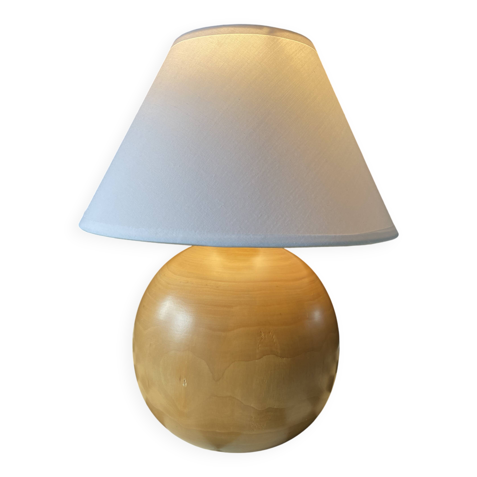 Lampe vintage en bois tourné massif