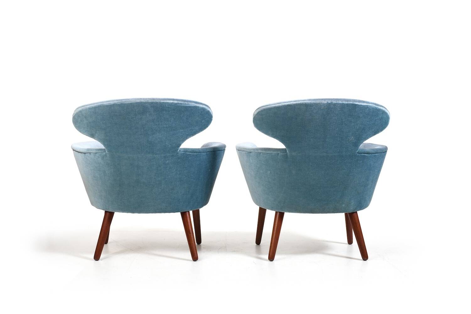 Rare Pair of Danish Easychairs in Teak & Mohair 1950s