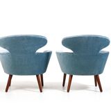 Rare Pair of Danish Easychairs in Teak & Mohair 1950s