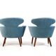 Rare Pair of Danish Easychairs in Teak & Mohair 1950s