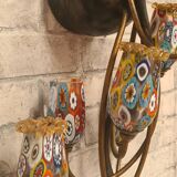 2 murano millefiori glass wall lights 40x25 1970 to 80s