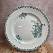 Large round antique ironstone plate, Saint-Amandinoise – Model Lily of the Valley