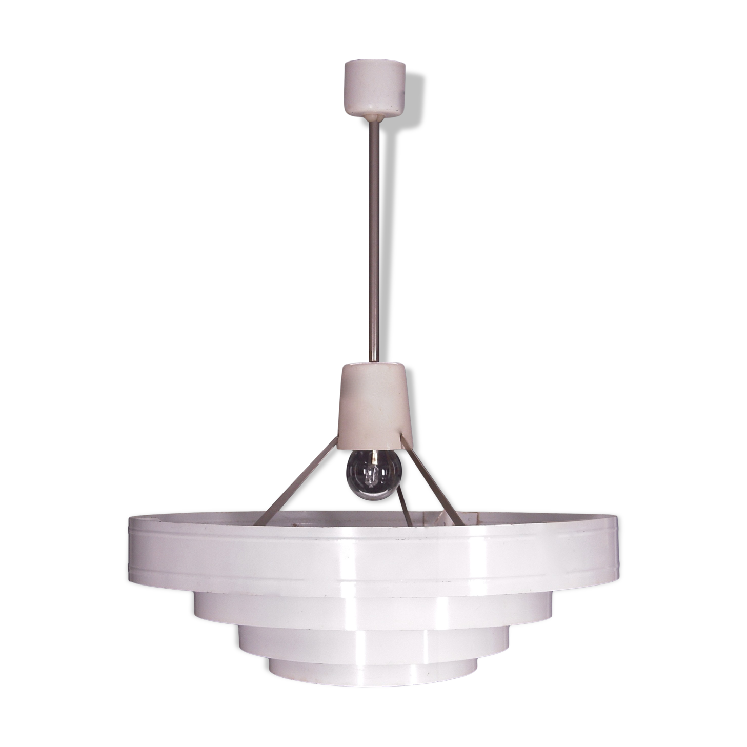 Satin white lacquered metal hanging from the 1960s