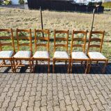 Set of 6 wooden chairs with floral fabric