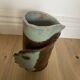 Artist's vase in glazed ceramic – abstract sculptural face