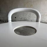 White molded plastic Kartell stool with metal legs — Anna Castelli Ferrieri, 1970s